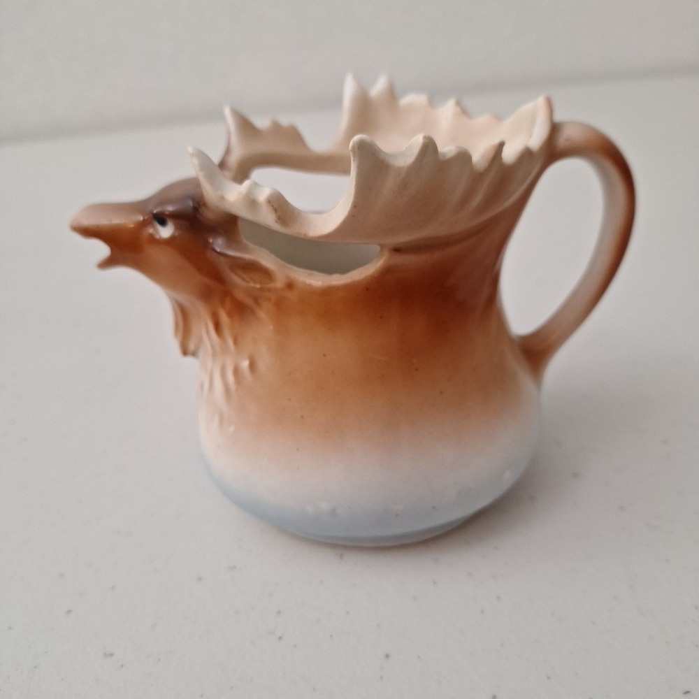 Vintage AUSTRIA Elk Creamer Pitcher Mug MCM Lodge Cabin Rustic Austrian SIGNED - Picture 2 of 9